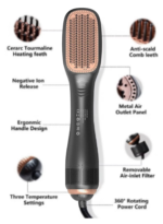 Joy 2-in-1 Premium Professional Ceramic Hair Dryer & Styler for Salon & Home Use – Black/Beige - Image 2