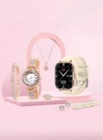 A58 Plus 7-in-1 Gold Women Smartwatch Jewelry Set