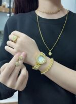 A58 Plus 7-in-1 Gold Women Smartwatch Jewelry Set