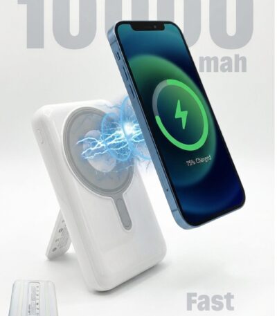 Levino MagSafe 10000mAh Power Bank 22.5W PD Fast Wired + 15W MagSafe Wireless, Strong Magnetic Hold, Foldable Stand, Digital LED Display, Built‑in Type‑C & Lightning Cables, USB + PD Ports — Works with iPhone 15/14/13/12, Samsung Galaxy S24/S23, Huawei, Xiaomi