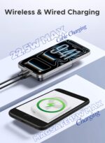 Levino MagSafe 10000mAh Power Bank 22.5W PD Fast Wired + 15W MagSafe Wireless, Strong Magnetic Hold, Foldable Stand, Digital LED Display, Built‑in Type‑C & Lightning Cables, USB + PD Ports — Works with iPhone 15/14/13/12, Samsung Galaxy S24/S23, Huawei, Xiaomi