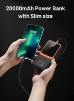 Portable Charger 20000mAh Power Bank with Built-in Cables, 22.5W Fast Charging, Slim Design, USB-C & LED Display, 5 Outputs & 3 Inputs, Travel Friendly Battery Pack for iPhone, Samsung, iPad & All Devices