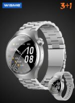 WISME X38 MAX Multi-Function Smart Watch With 3 Pair Straps and Charging Cable Designed for Gents Silver