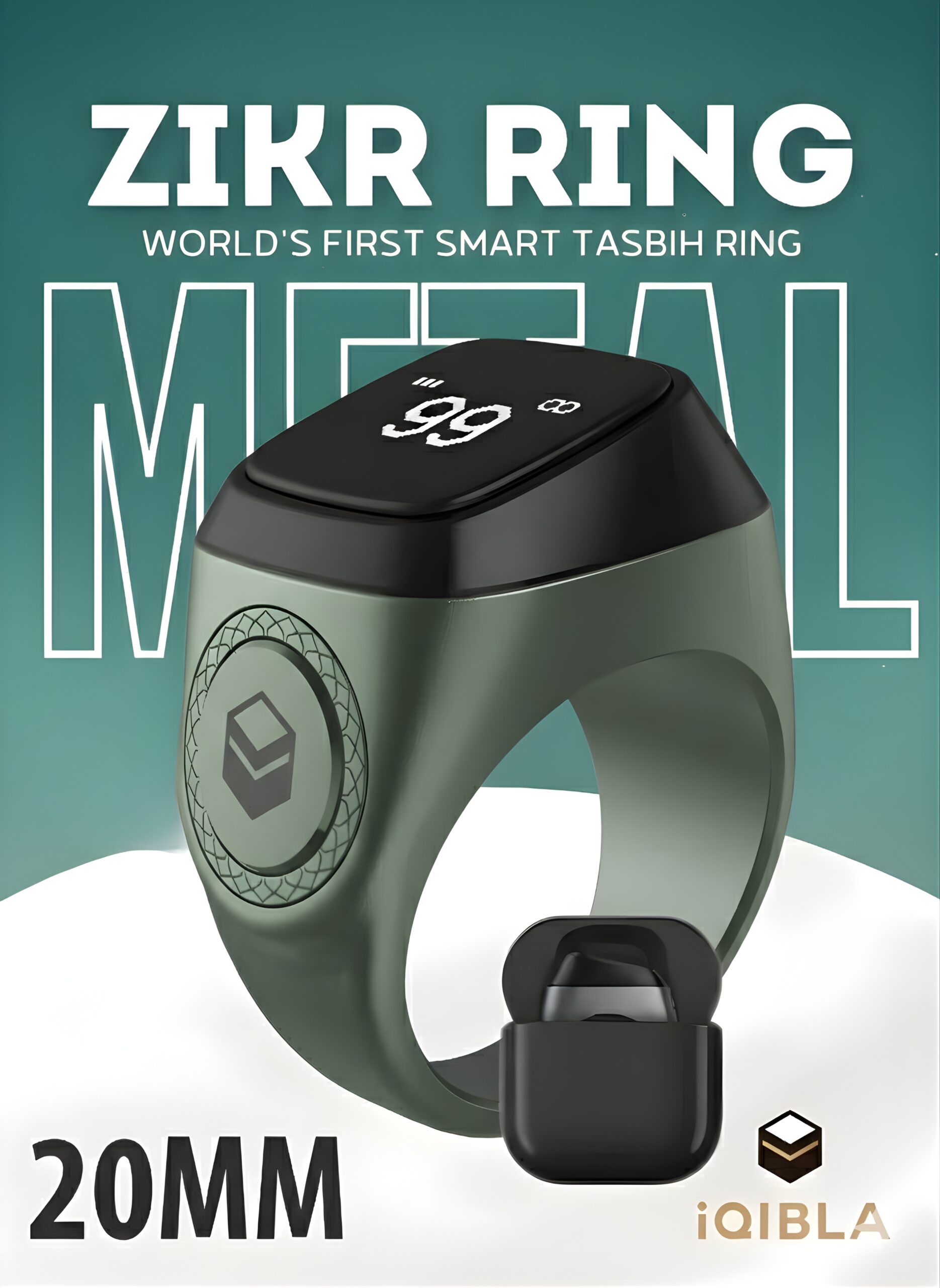 Smart Zikr Ring Lite 20MM Digital Tasbih| Green and Gold Smart Zikr Ring Lite 20MM Digital Tasbih| Green and Gold